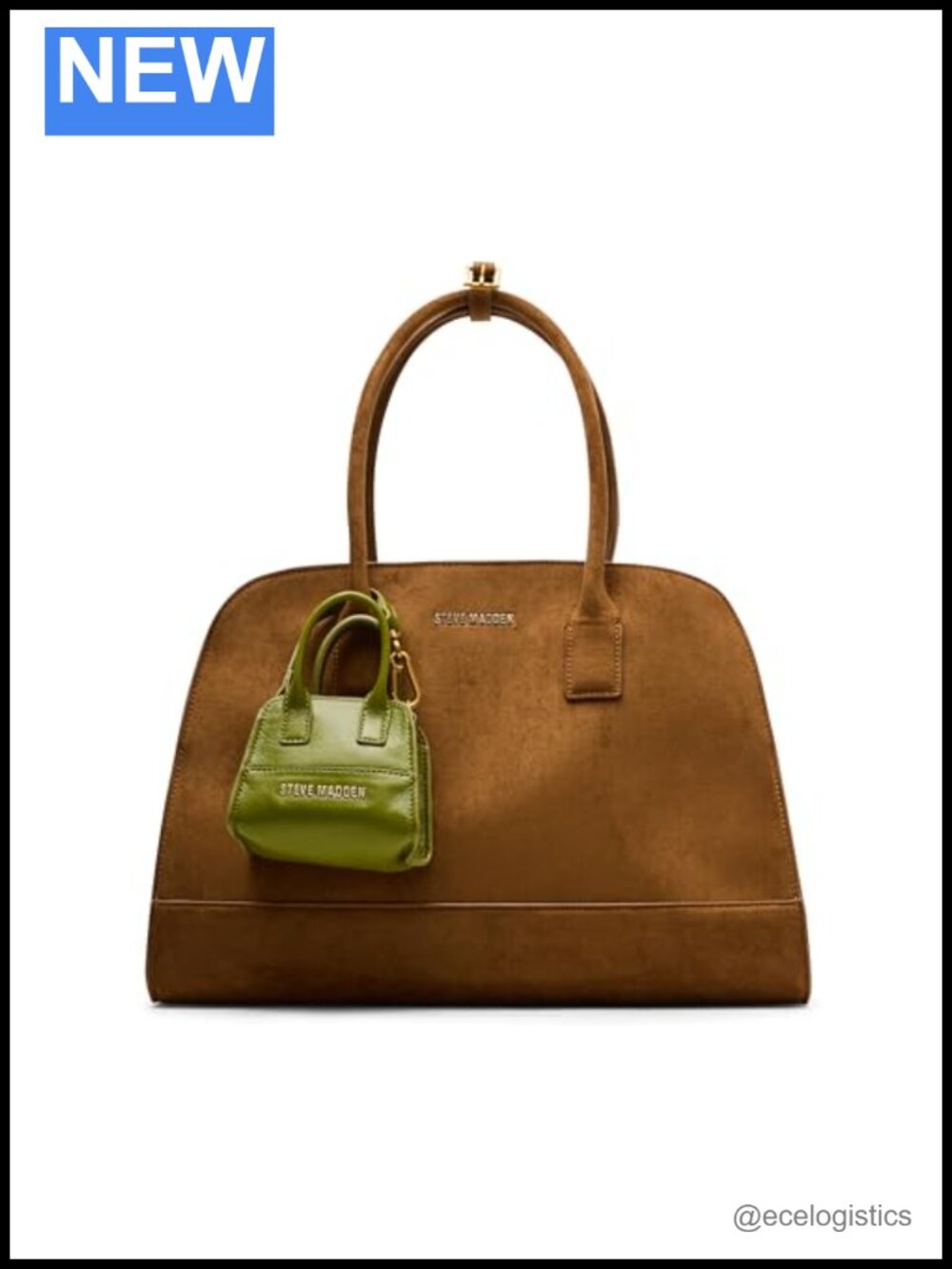 Faux Suede Satchel Handbag with Shoulder Straps